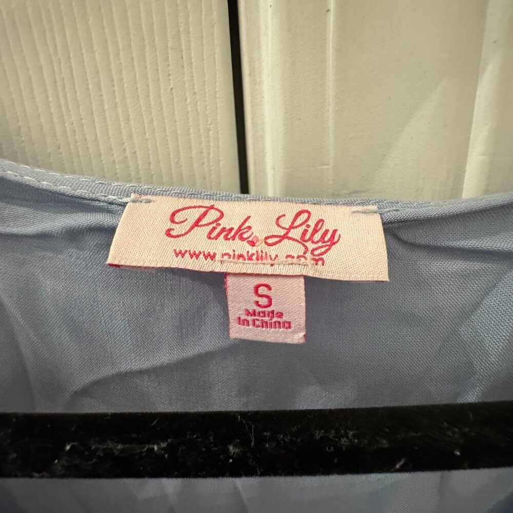 Pink Lilly Blue Dress Women Small - Picture 2 of 5